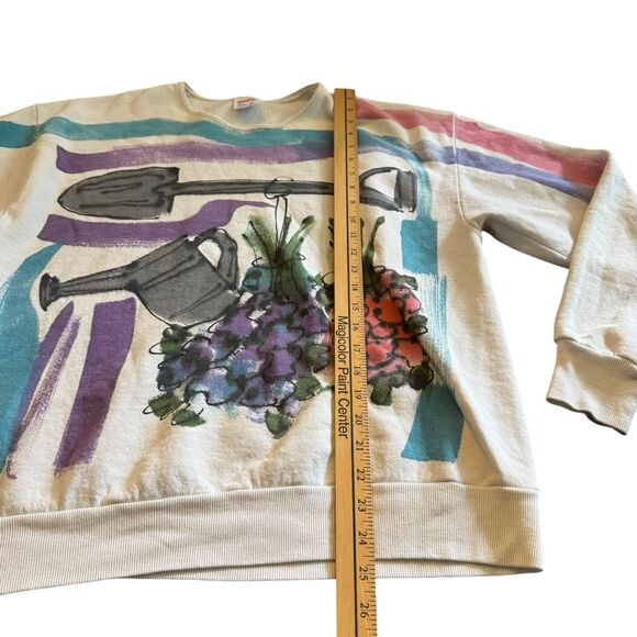Vintage 90s Crewneck Sweatshirt Woman’s Jerzees Large Garden Core Boho USA - Picture 4 of 9